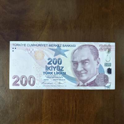 豹子号222土耳其200里拉 2009年亚洲欧洲纸币收藏原图片品如图 - 豹子号222土耳其200里拉 2009年亚洲欧洲纸币收藏原图片品如图