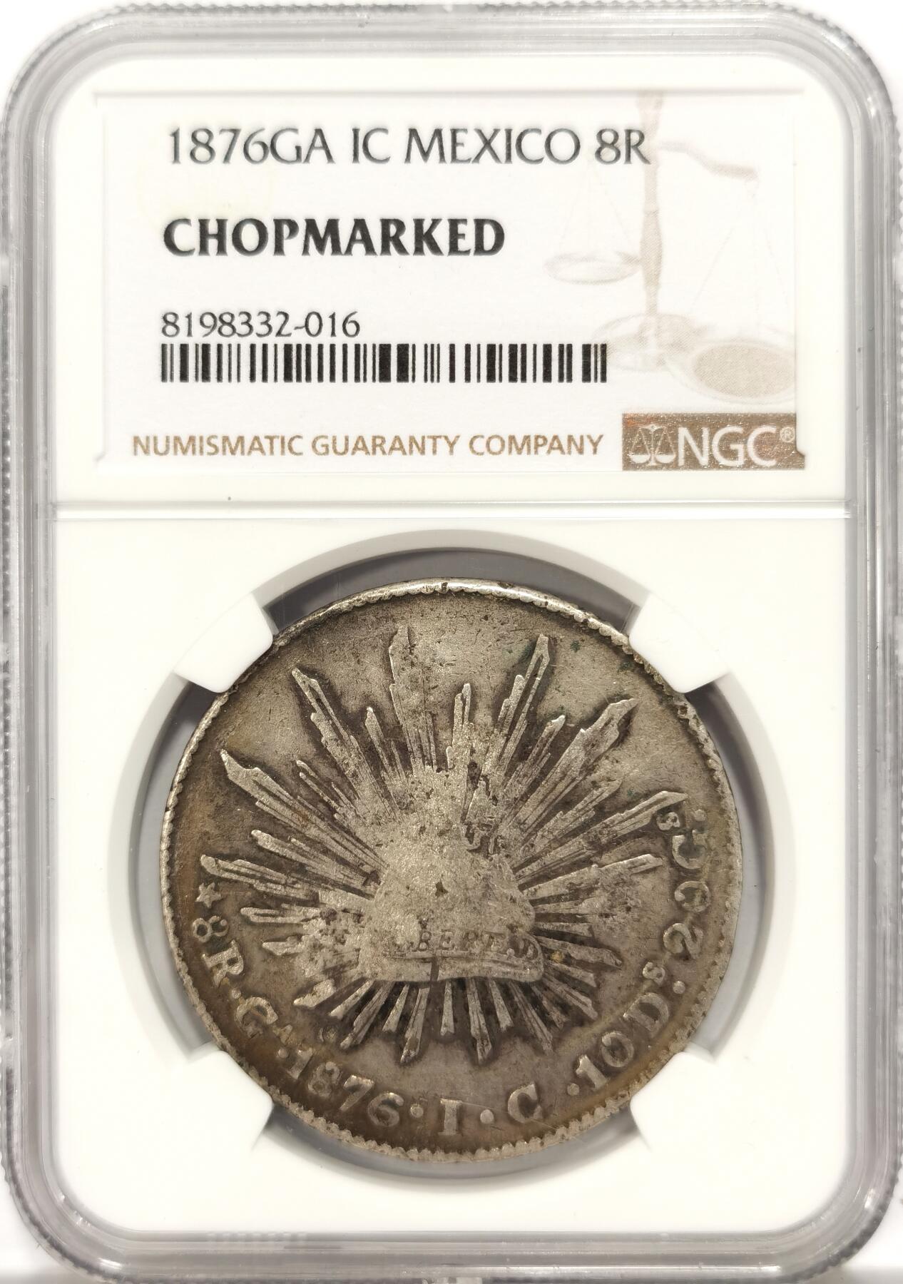 【麦稀奇收藏嘉年华】 博洋堂美国及美洲钱币专场拍卖②暨第127期（全场包邮） NGC CHOPMARKED 墨西哥鹰洋1876年GA IC 带美戳