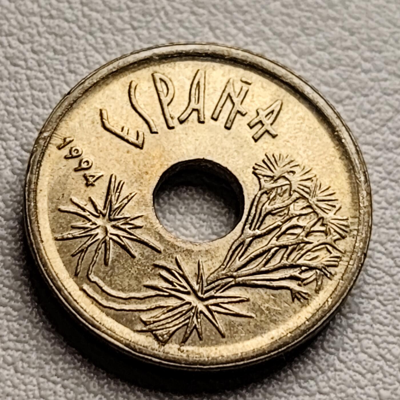 泉币菌-第38场-各国散币 西班牙1994年25比塞塔 加那利群岛 纪念币 铜铝镍币 19.5mm C