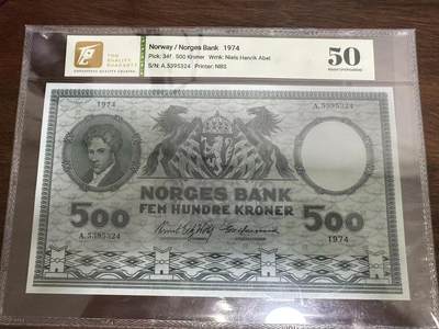 喜羊羊钱币收藏2025第4期高性价比回馈场（第一场）（众多稀有品种高性价比精品纸钞） - 挪威	P-34f 1974年500克朗		50，超级大票幅				A.5395324	