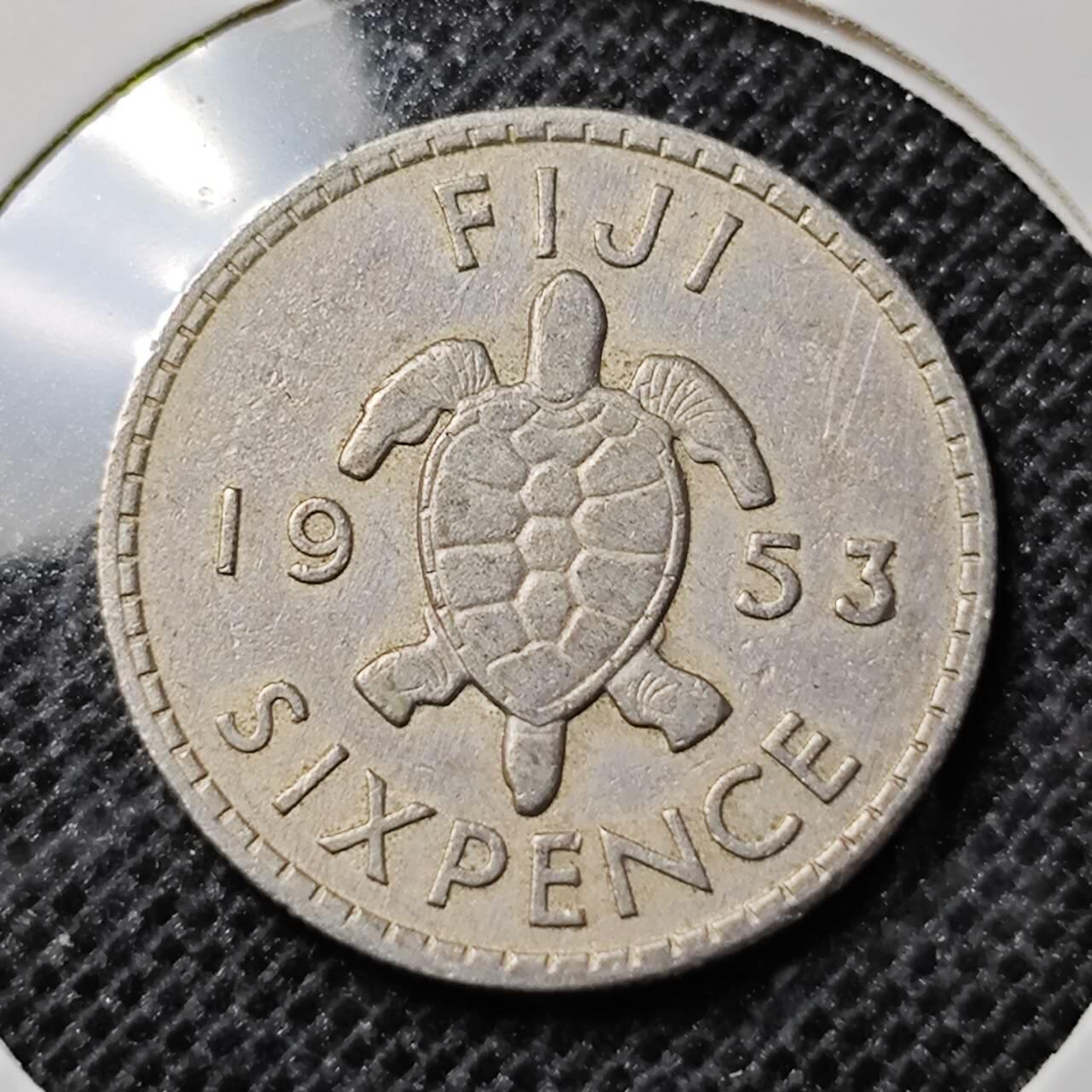 KK钱币收藏小铺 第298期 2月预留时间 周末发货  1953英属斐济6便士