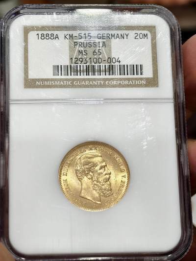 NGC-MS65德国1888年腓特烈三世三皇20马克金币 - NGC-MS65德国1888年腓特烈三世三皇20马克金币
