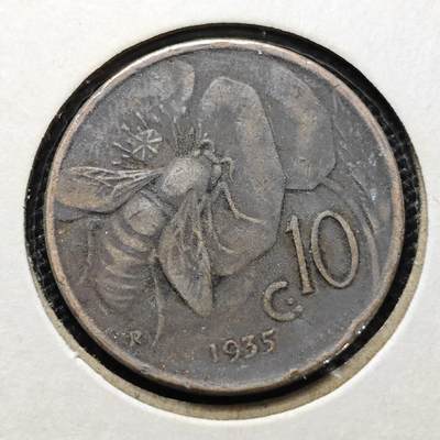 KK钱币收藏小铺 第302期   周末发货 -  1935意大利10分铜币