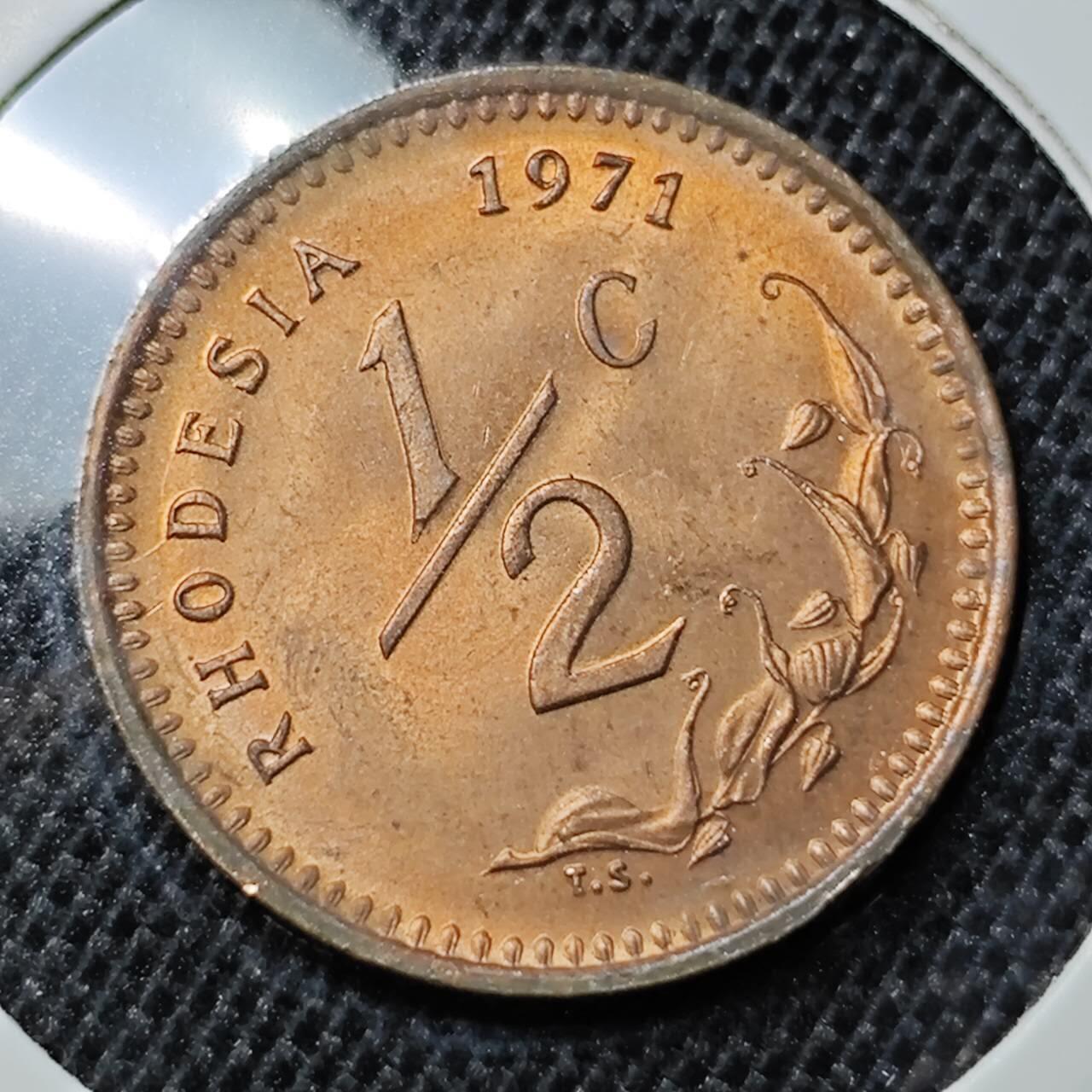 KK钱币收藏小铺 第298期 2月预留时间 周末发货  1971罗德西亚1/2分 好品