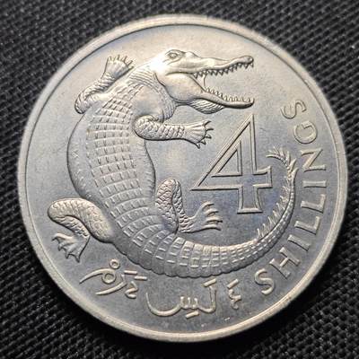 KK钱币收藏小铺 第300期 百期特拍3连拍第2场  周末发货 -  1966英属冈比亚4先令 鳄鱼