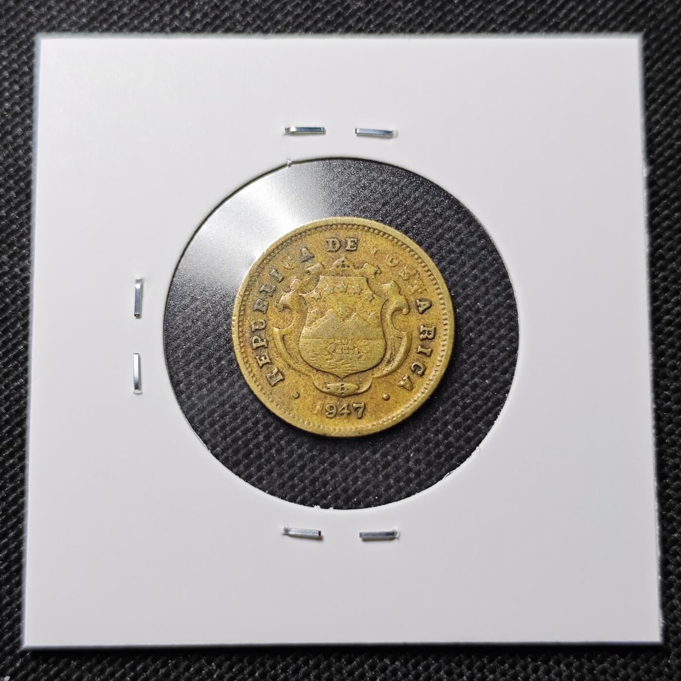 KK钱币收藏小铺 第299期 百期特拍3连拍第1场  周末发货  1947哥斯达黎加10分铜币