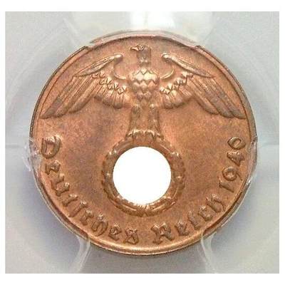 金盾PCGS MS65RB 德国第三帝国1940年G版1芬尼 难得开卷原光 - 金盾PCGS MS65RB 德国第三帝国1940年G版1芬尼 难得开卷原光