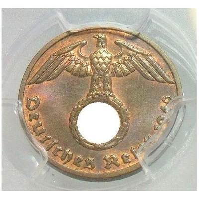 金盾PCGS MS64 德国第三帝国1940年F版1芬尼 难得开卷原光 - 金盾PCGS MS64 德国第三帝国1940年F版1芬尼 难得开卷原光