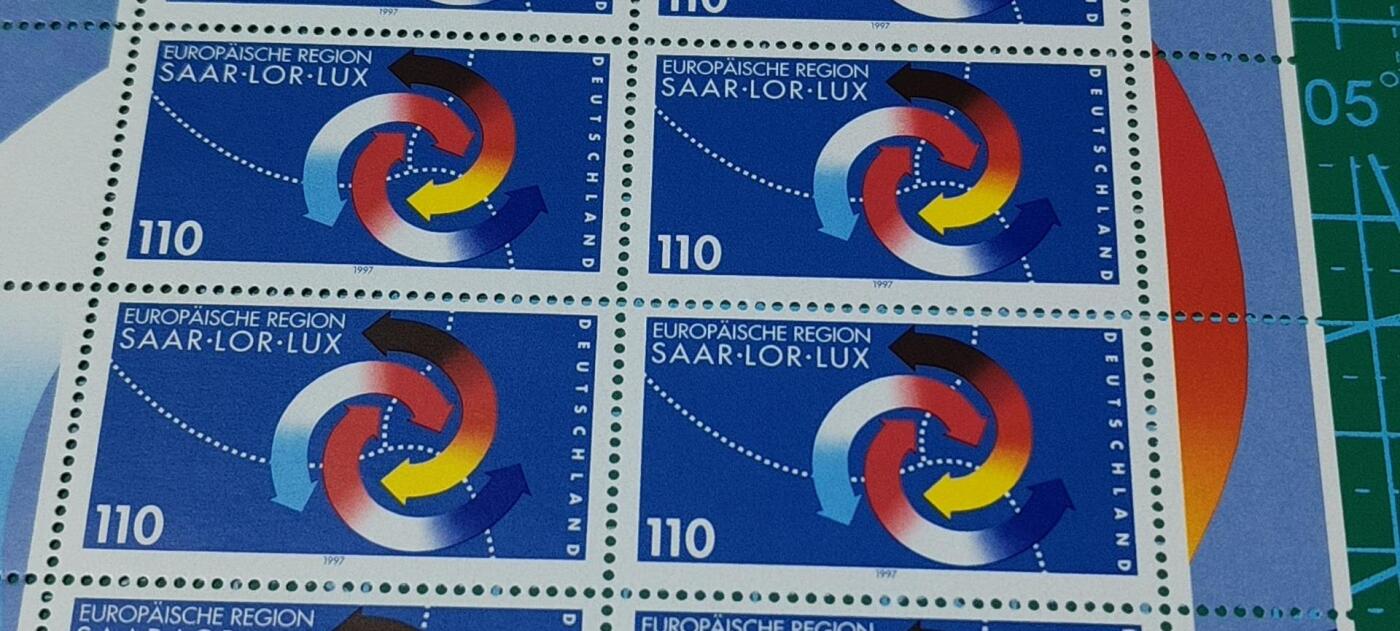 德国邮票专场，都是小版票 德国小版票，1997年发行，与法国和卢森堡联发三国联合首脑回忆 小版张，品相如图