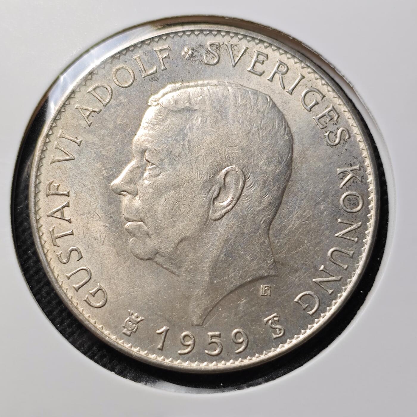 KK钱币收藏小铺 第300期 百期特拍3连拍第2场  周末发货  瑞典1959年5克朗银币 宪法150年纪念币 