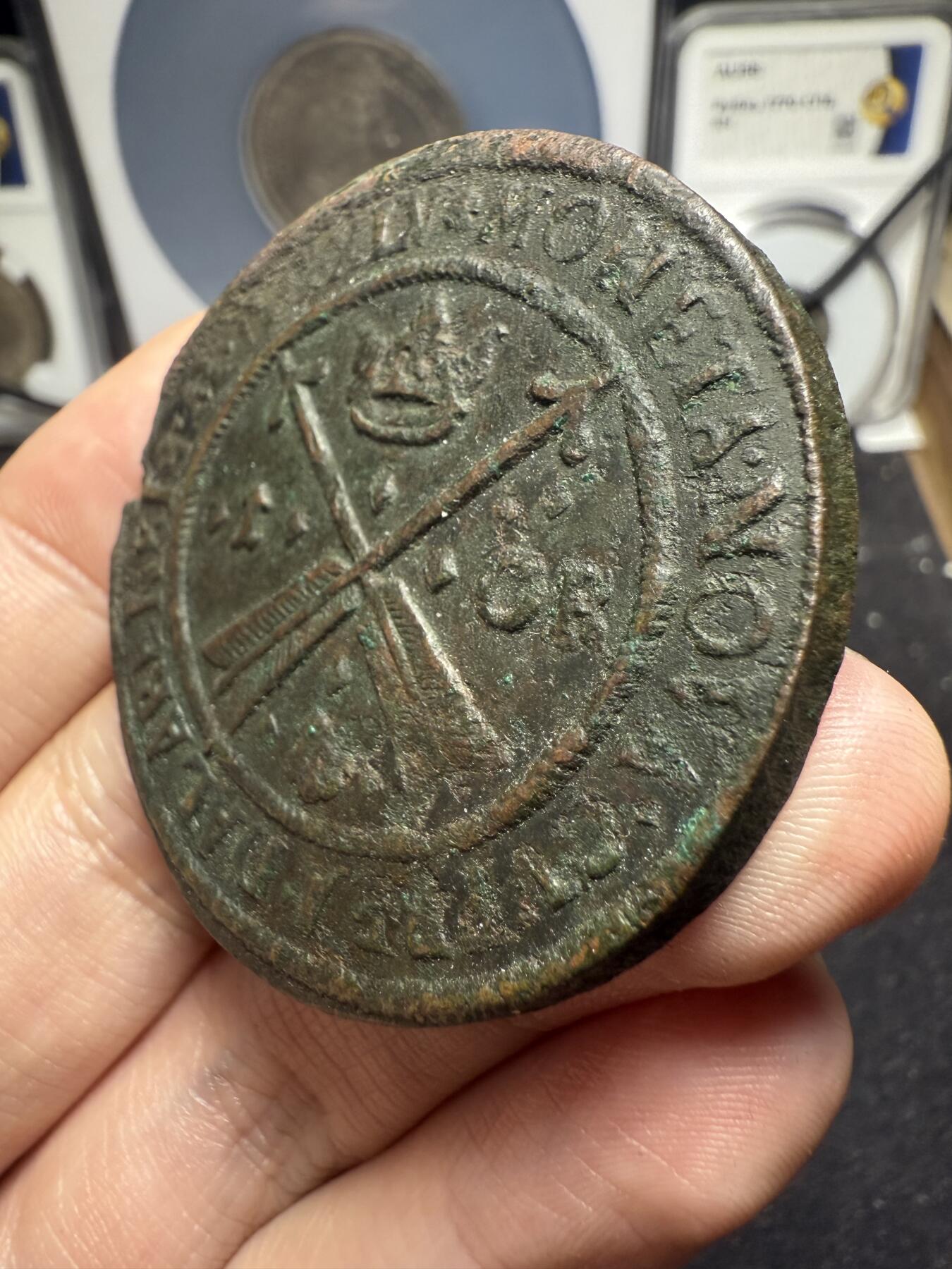 南宋泉阁俄币 外币 国币 专场第十二期【送拍无额外佣金】 瑞典 萨瓦王朝 1638年(罗马数字MDCXXXVIII) 克里斯蒂娜女王1欧尔大铜币 背逆 难得生美好品 少见