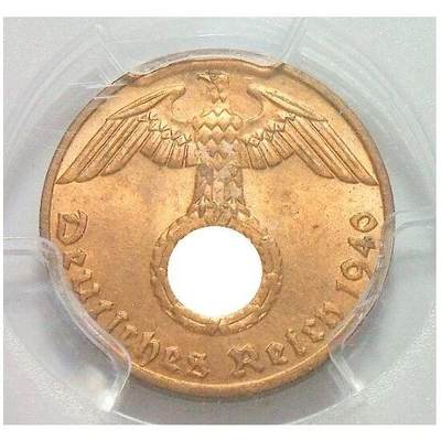 金盾PCGS MS65RB 德国第三帝国1940年J版1芬尼 难得开卷原光 - 金盾PCGS MS65RB 德国第三帝国1940年J版1芬尼 难得开卷原光