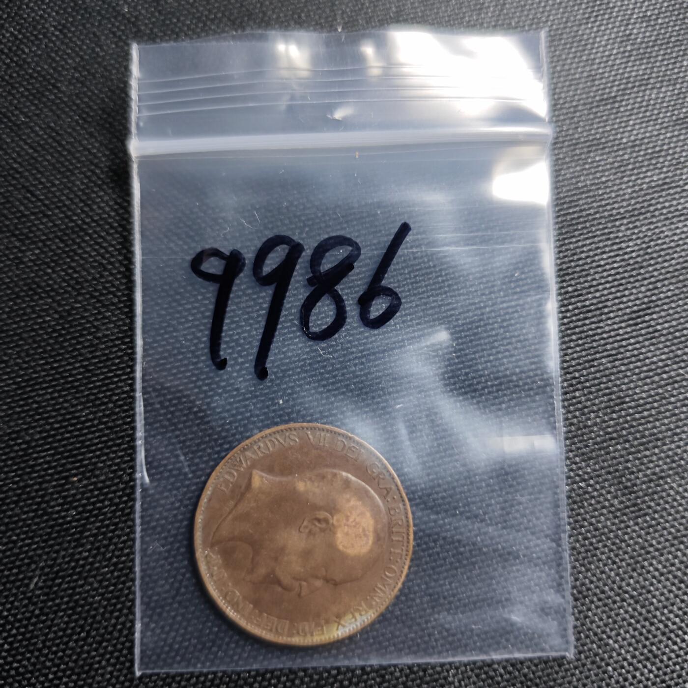 KK钱币收藏小铺 第299期 百期特拍3连拍第1场  周末发货  1909英国爱七一便士铜币