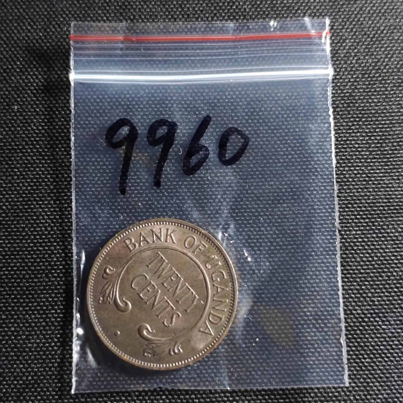 KK钱币收藏小铺 第299期 百期特拍3连拍第1场  周末发货  1966乌干达20分铜币 好品 少见