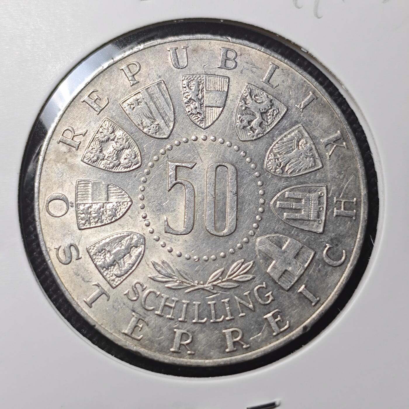 KK钱币收藏小铺 第299期 百期特拍3连拍第1场  周末发货  1963奥地利50先令纪念银币20克900高银