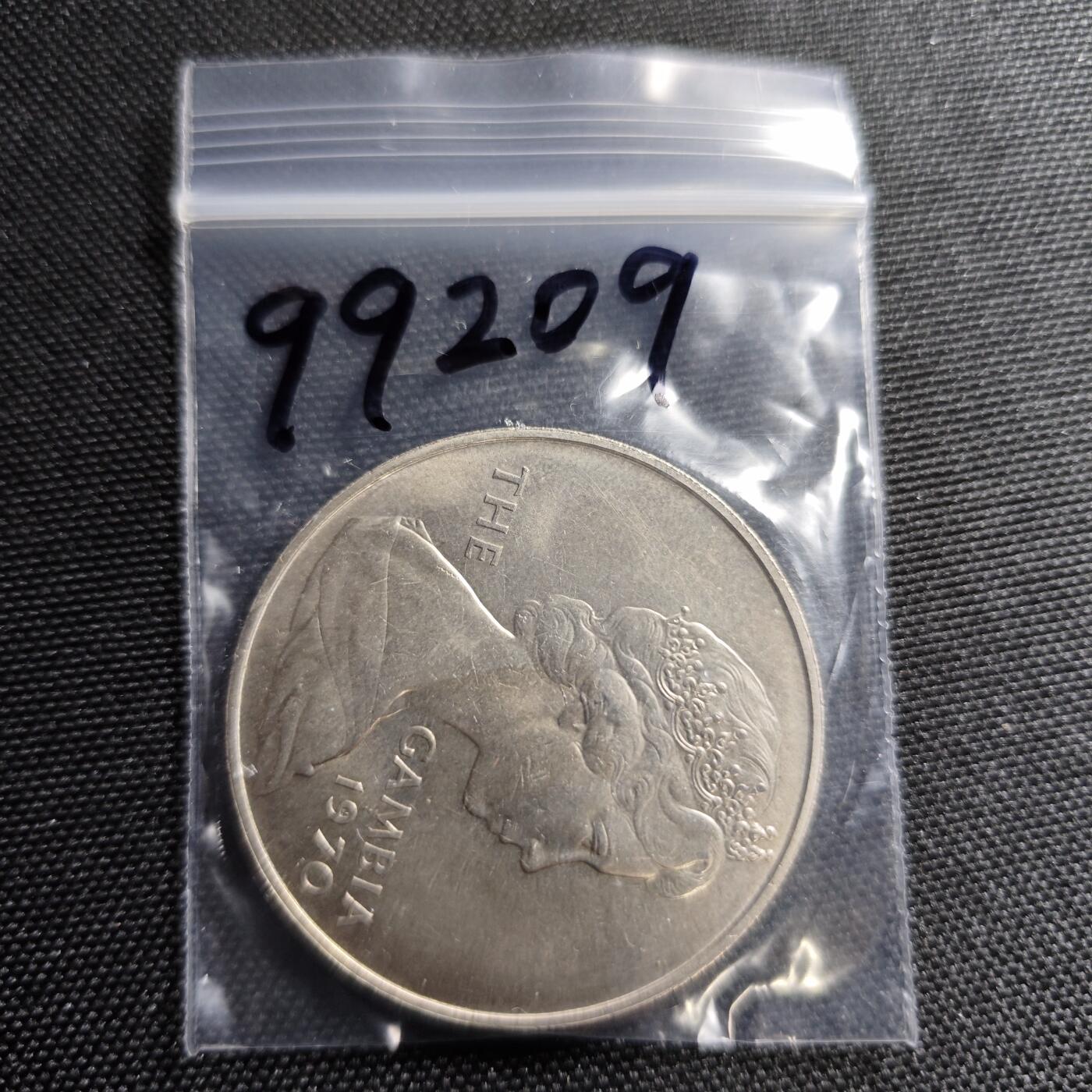 KK钱币收藏小铺 第299期 百期特拍3连拍第1场  周末发货  1970英属冈比亚8先令河马 大镍币！好品