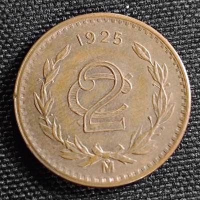 KK钱币收藏小铺 第299期 百期特拍3连拍第1场  周末发货 -  1925墨西哥2分铜币 MS级别带底光