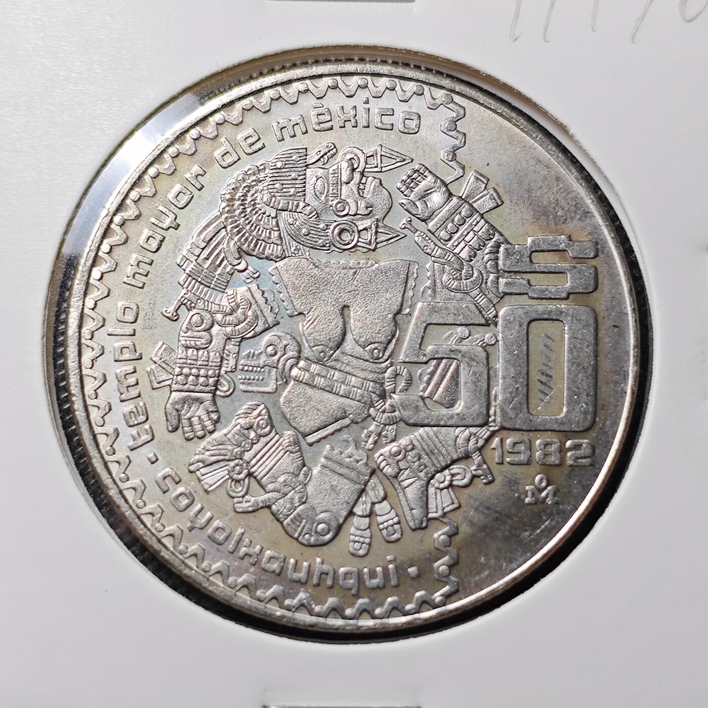KK钱币收藏小铺 第299期 百期特拍3连拍第1场  周末发货  1982墨西哥50比索大币 好品！