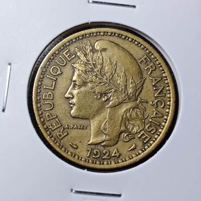 KK钱币收藏小铺 第300期 百期特拍3连拍第2场  周末发货 -  1924法属多哥2法郎铜币 通货好品