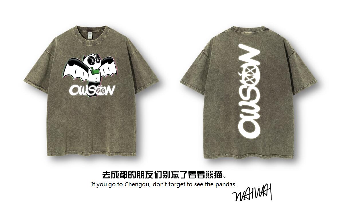 零元拍：艺术家 WAIWAI  OWSON 品牌260克水洗重磅潮流Oversize T恤L码拍品为L码，颜色以实物为准