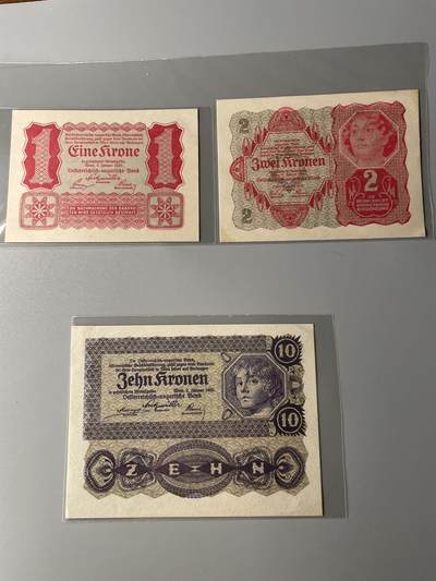 奥地利 1922 三张UNC - 奥地利 1922 三张UNC