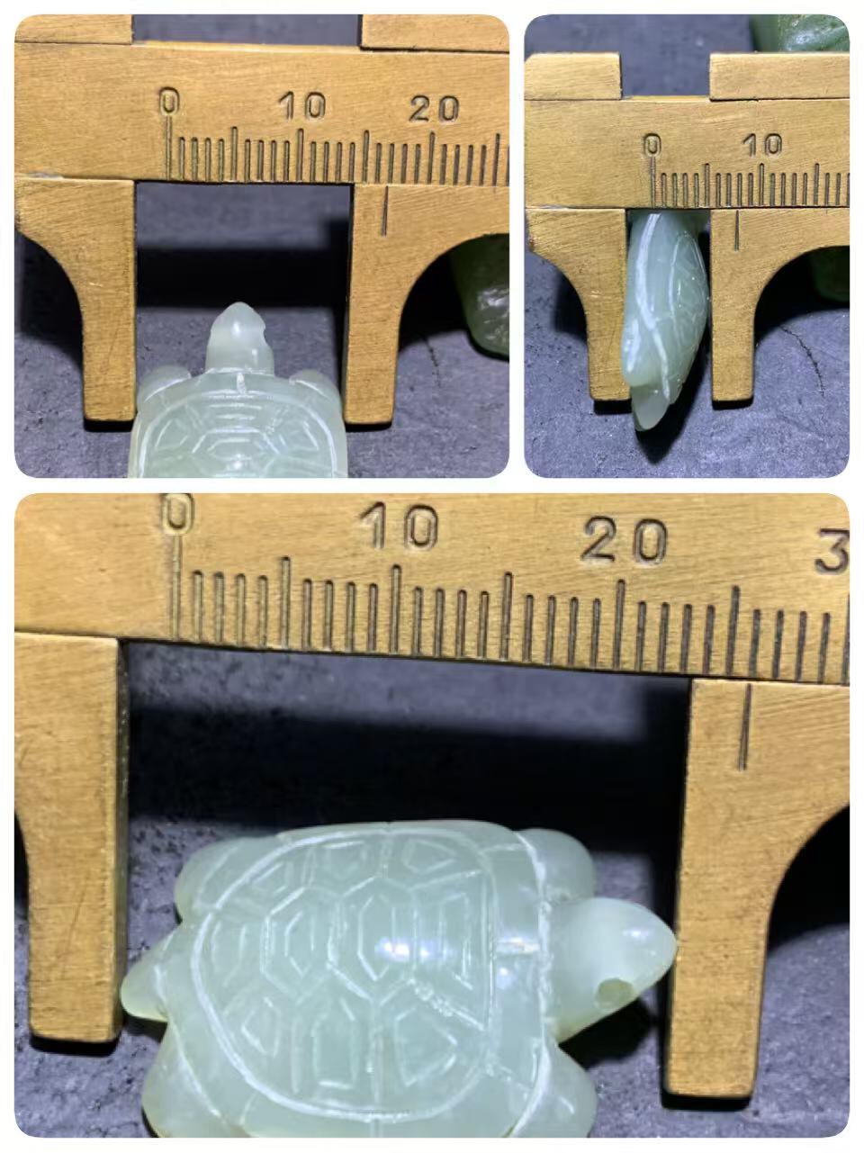 精美天然青海青白料和田玉雕刻复古长寿龟吊坠一个，
