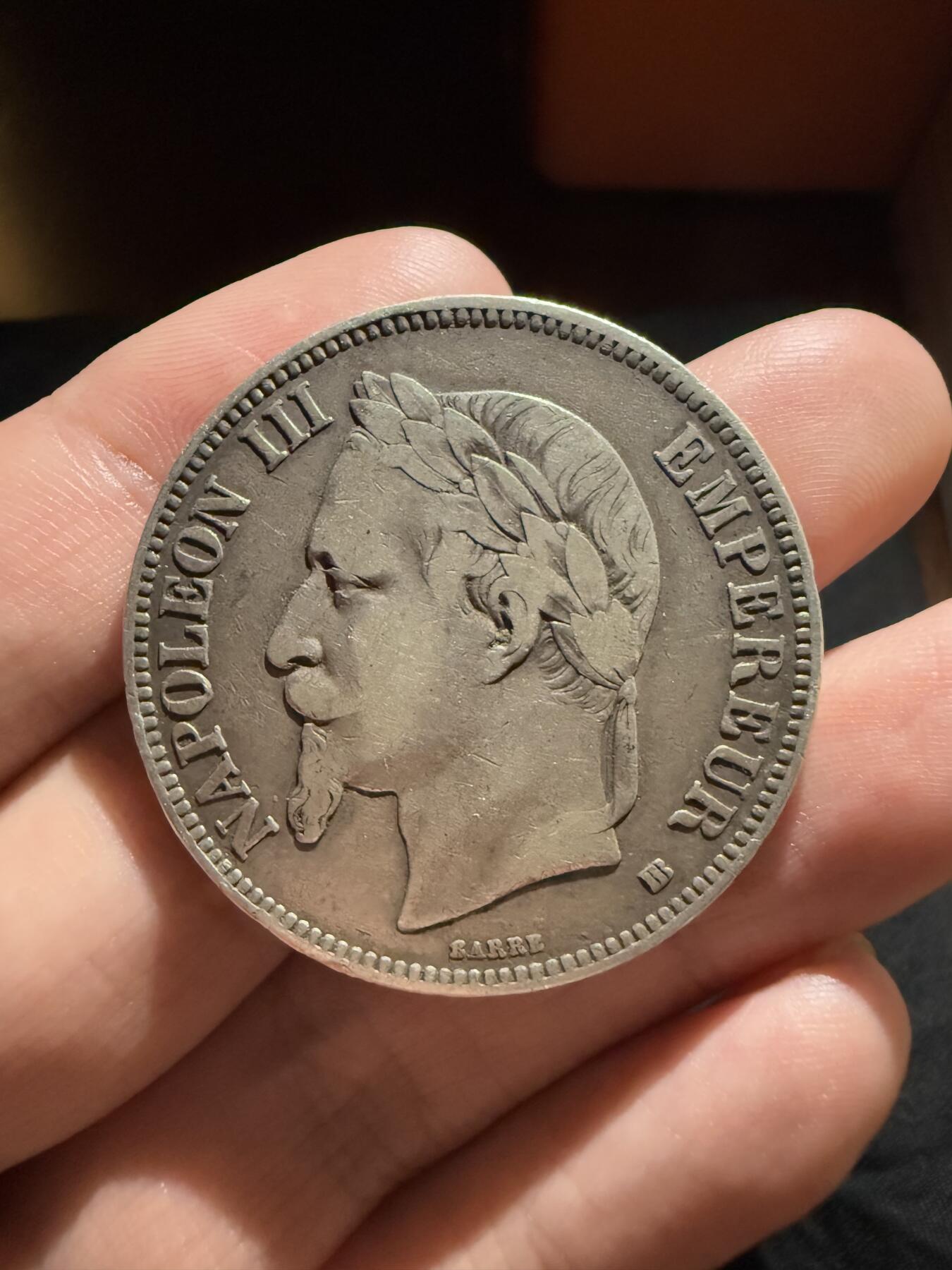 南宋泉阁俄币 外币 国币 专场第十二期【送拍无额外佣金】 法国 1869年 拿破仑三世5法郎大银币 老包浆原味 通货好品