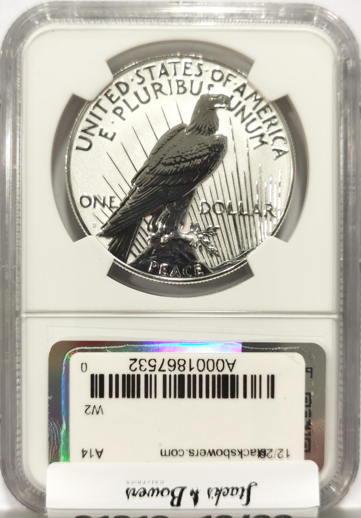 【麦稀奇收藏嘉年华】 博洋堂美国及美洲钱币专场拍卖②暨第127期（全场包邮） NGC REVERSE PF70 美国2023年S版和平反向精制1美元银币，反向精制稀少，70分更是罕见，公民铸币咨询委员会主席Thomas J. Uram签名特殊标签12