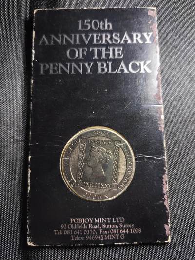 KK钱币收藏小铺 第301期 百期特拍3连拍第3场  周末发货 -  1990直布罗陀1克朗纪念币卡套 黑便士纪念币