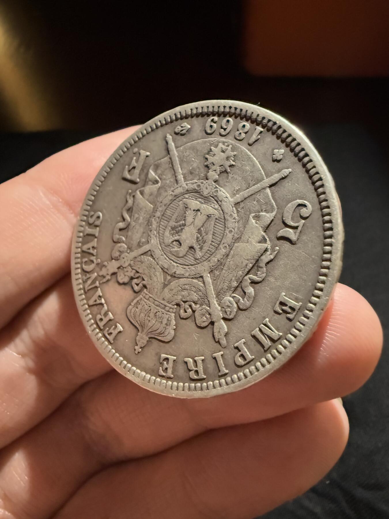 南宋泉阁俄币 外币 国币 专场第十二期【送拍无额外佣金】 法国 1869年 拿破仑三世5法郎大银币 老包浆原味 通货好品