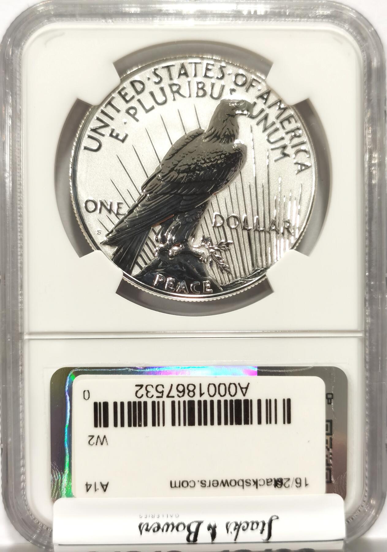 【麦稀奇收藏嘉年华】 博洋堂美国及美洲钱币专场拍卖②暨第127期（全场包邮） NGC REVERSE PF70 美国2023年S版和平反向精制1美元银币，反向精制稀少，70分更是罕见，公民铸币咨询委员会主席Thomas J. Uram签名特殊标签16