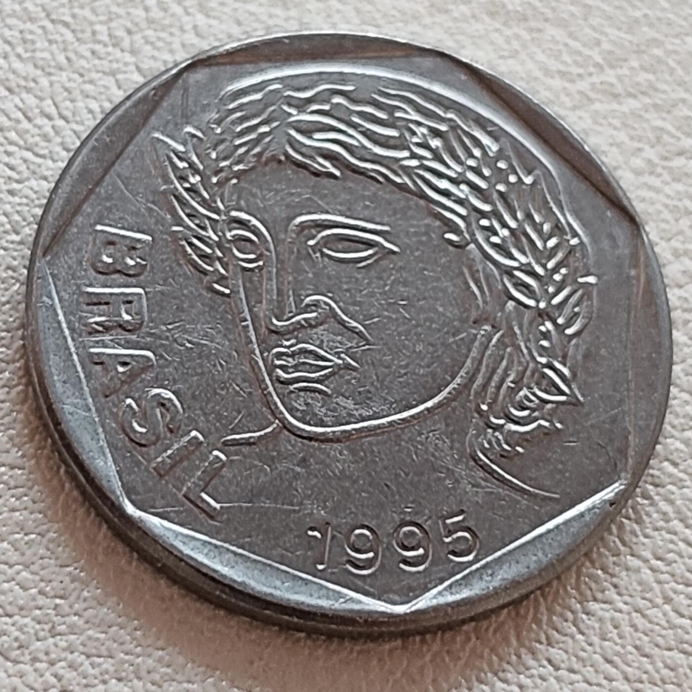 泉币菌-第39场-各国散币 巴西1995年25分 巴西女神