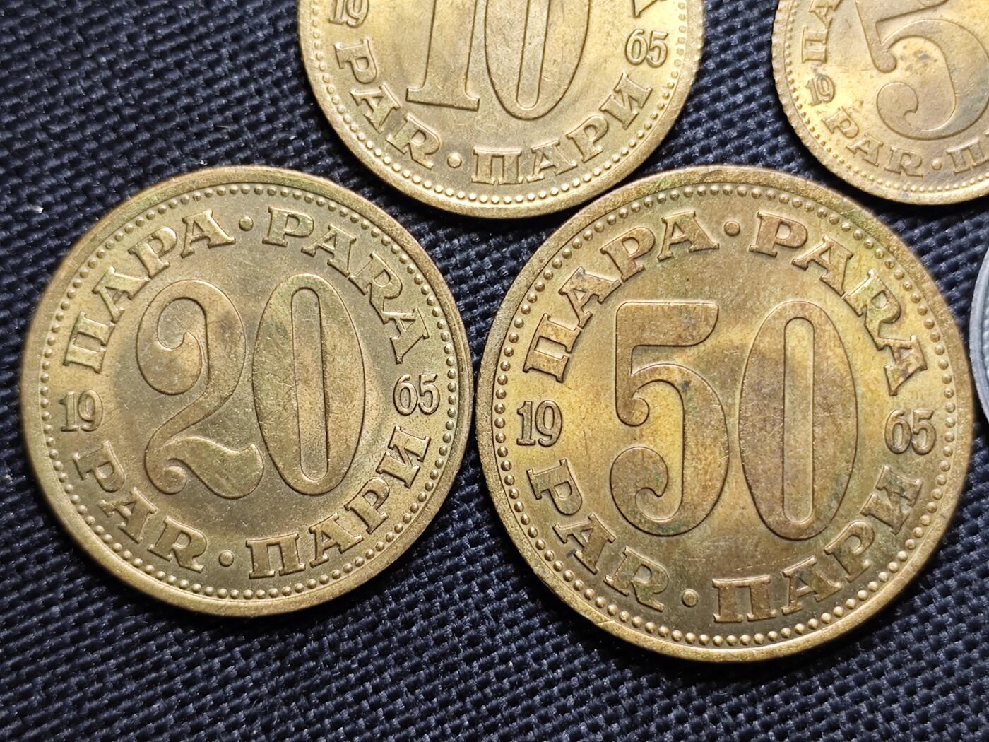 KK钱币收藏小铺 第300期 百期特拍3连拍第2场  周末发货 1965 南斯拉夫社会主义联邦共和国  第二版早年份大小面值一套铜币 好品