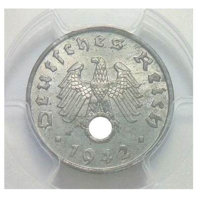 金盾PCGS MS64 德国第三帝国1942年A版1芬尼 难得开卷原光 - 金盾PCGS MS64 德国第三帝国1942年A版1芬尼 难得开卷原光