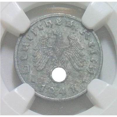 NGC AU 德国第三帝国1941年B版1芬尼 难得开卷原光 - NGC AU 德国第三帝国1941年B版1芬尼 难得开卷原光