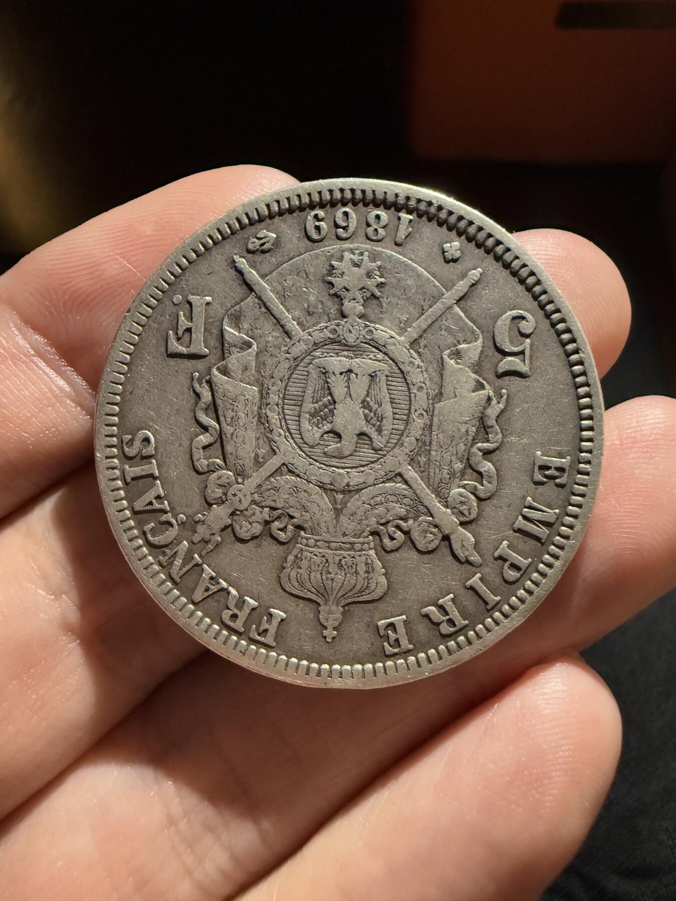 南宋泉阁俄币 外币 国币 专场第十二期【送拍无额外佣金】 法国 1869年 拿破仑三世5法郎大银币 老包浆原味 通货好品