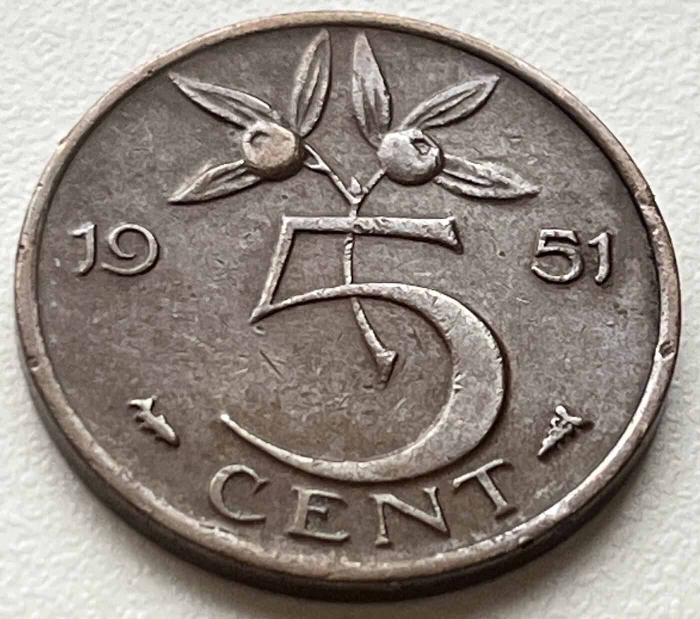 神仙姐姐-中外币专场6 1951年 荷兰5分