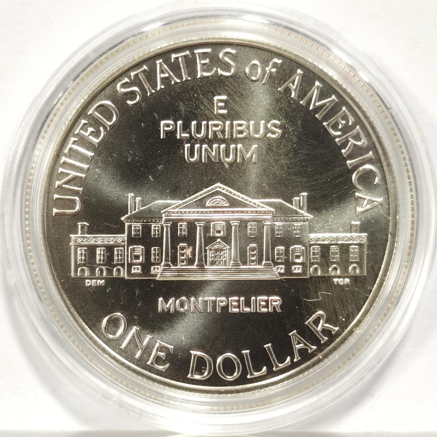 【麦稀奇收藏嘉年华】 博洋堂美国及美洲钱币专场拍卖②暨第127期（全场包邮） 美国1993年麦迪逊总统1美元银币UNC，美国第4任总统，美国宪法之父詹姆斯·麦迪逊，币面清爽干净又漂亮，状态极佳。