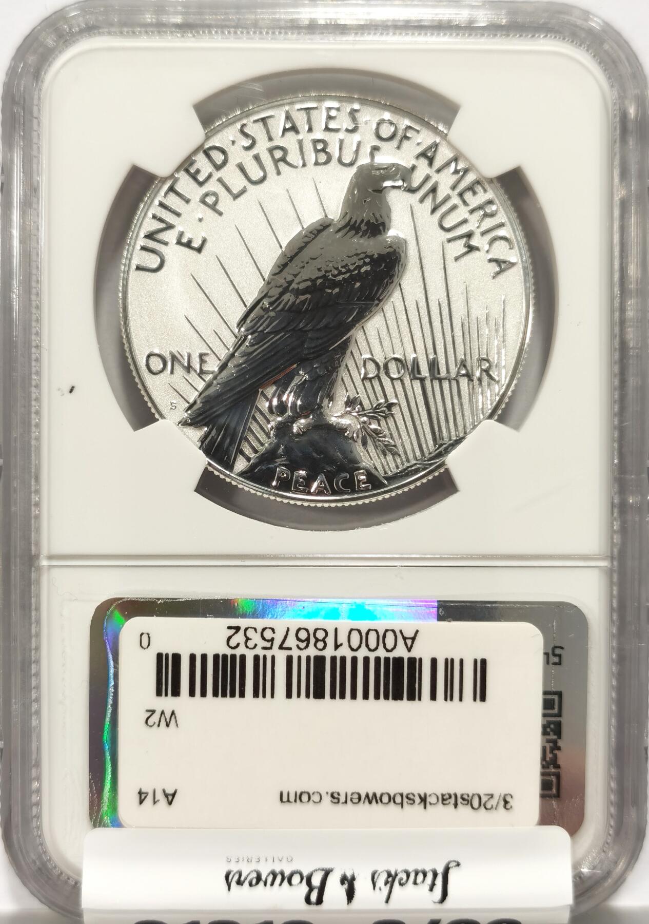 【麦稀奇收藏嘉年华】 博洋堂美国及美洲钱币专场拍卖②暨第127期（全场包邮） NGC REVERSE PF70 美国2023年S版和平反向精制1美元银币，反向精制稀少，70分更是罕见，公民铸币咨询委员会主席Thomas J. Uram签名特殊标签3