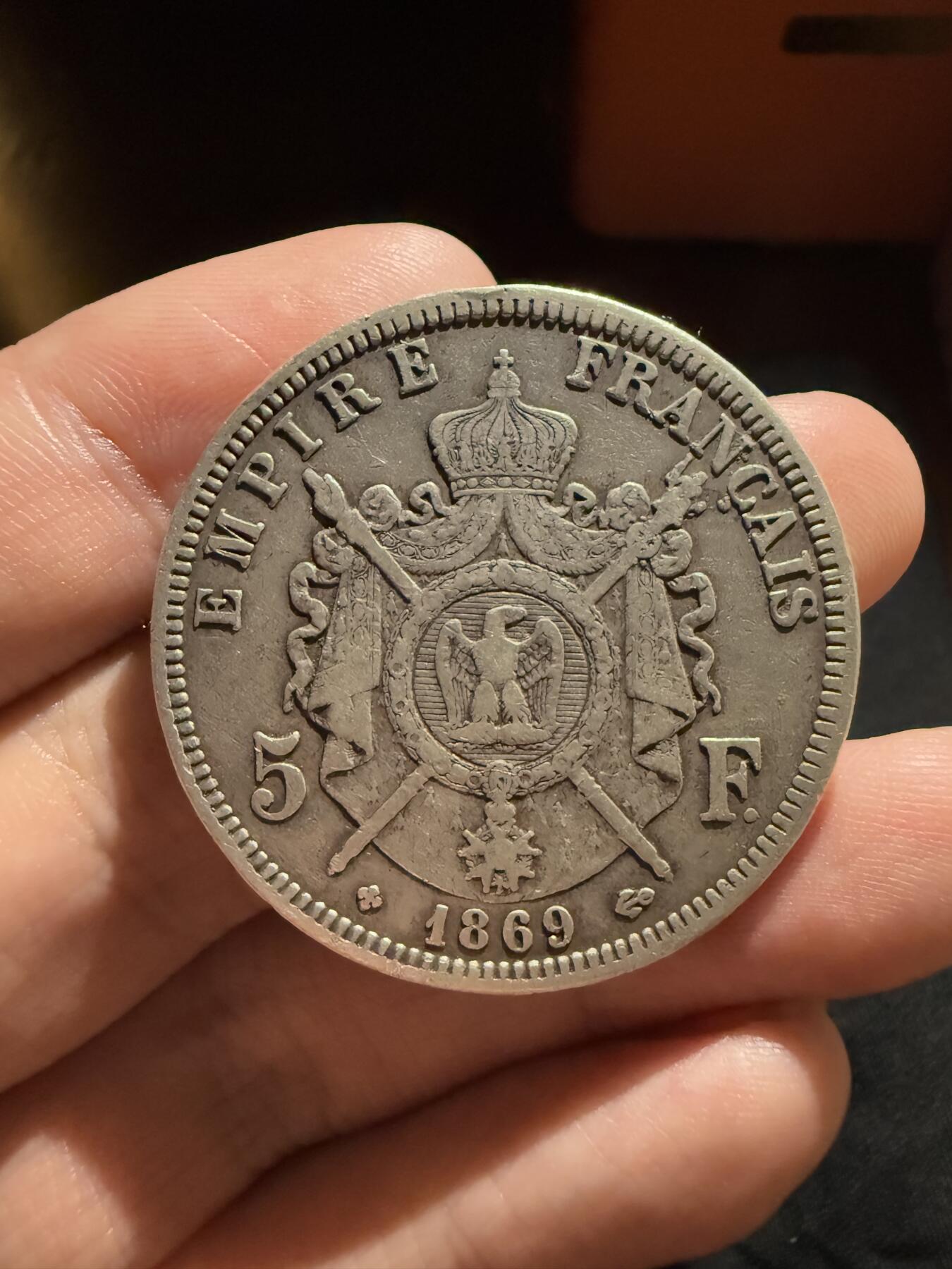 南宋泉阁俄币 外币 国币 专场第十二期【送拍无额外佣金】 法国 1869年 拿破仑三世5法郎大银币 老包浆原味 通货好品