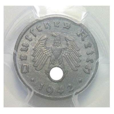 金盾PCGS MS64 德国第三帝国1942年D版1芬尼 难得开卷原光 - 金盾PCGS MS64 德国第三帝国1942年D版1芬尼 难得开卷原光