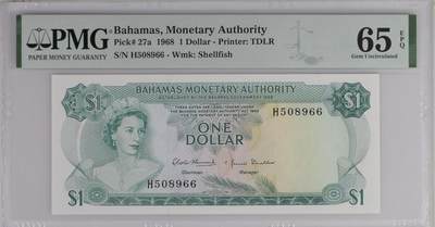 女王纸币 - Bahamas, Monetary Authority, 1 Dollar 1968 - Printer: TDLR