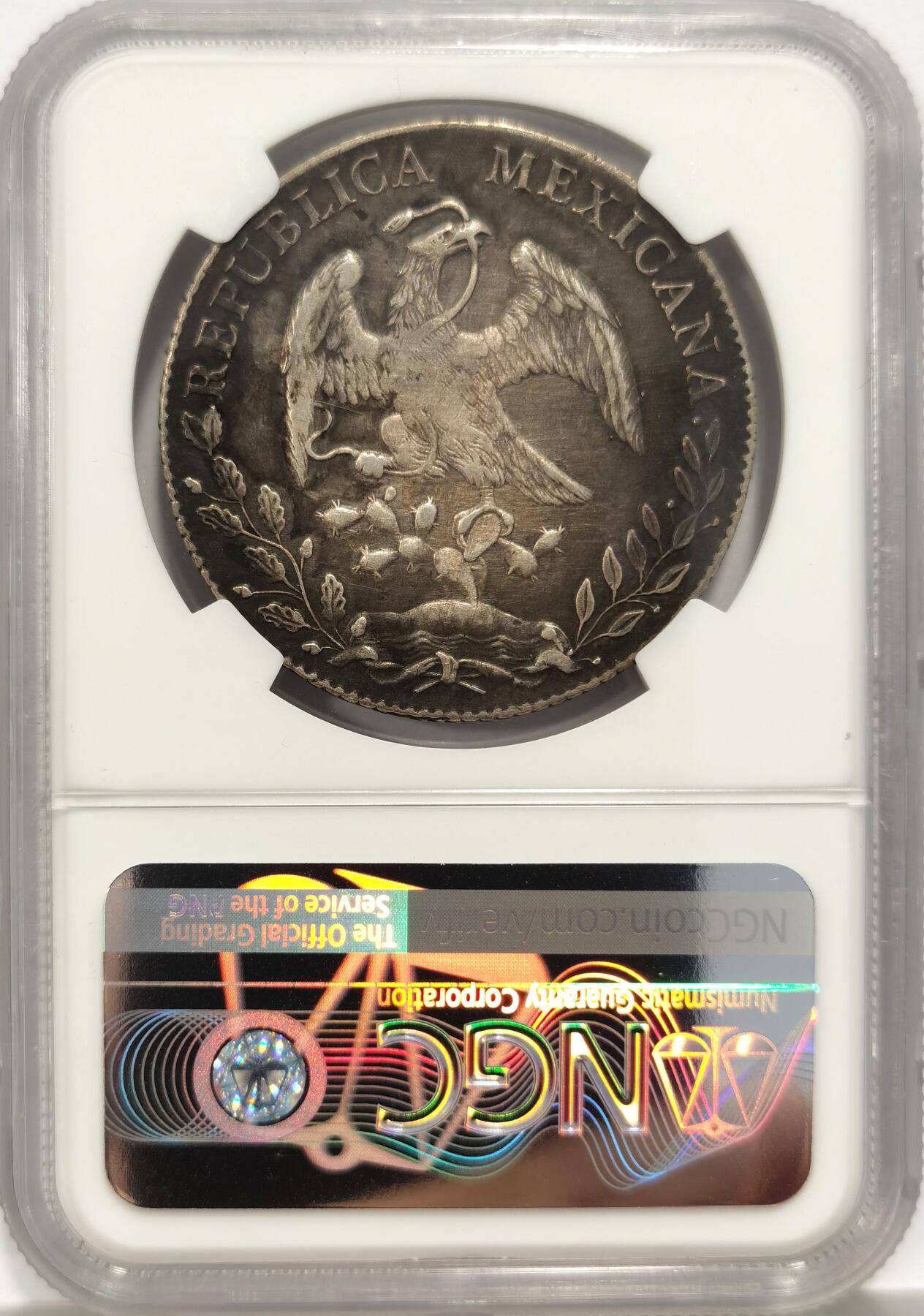 【麦稀奇收藏嘉年华】 博洋堂美国及美洲钱币专场拍卖②暨第127期（全场包邮） NGC AU 墨西哥1893年CA MM版花边鹰洋，少见黑漆古状态