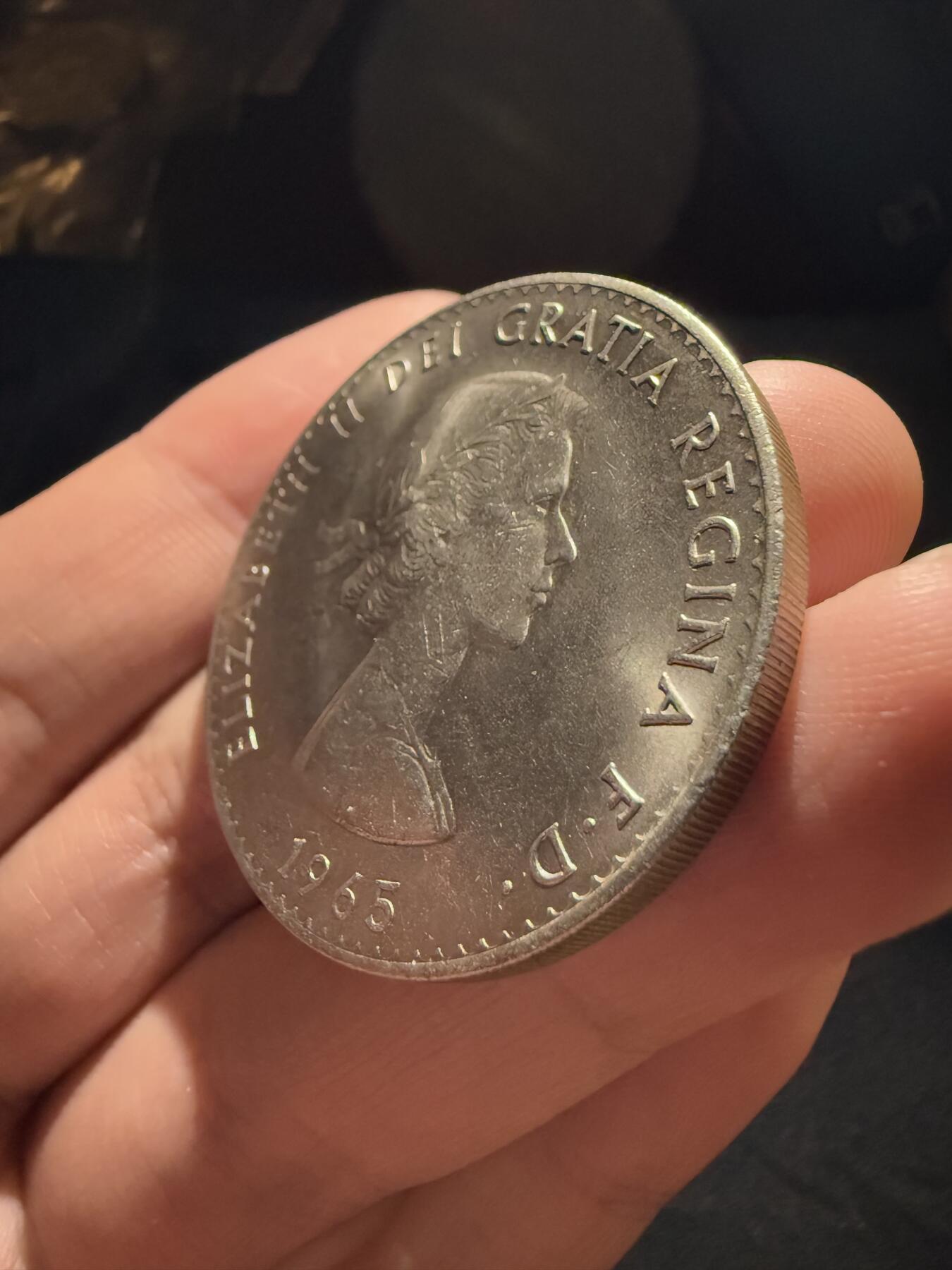 南宋泉阁俄币 外币 国币 专场第十二期【送拍无额外佣金】 英国 1965年丘吉尔纪念大型铜镍币 近未流通 双面转光 好品