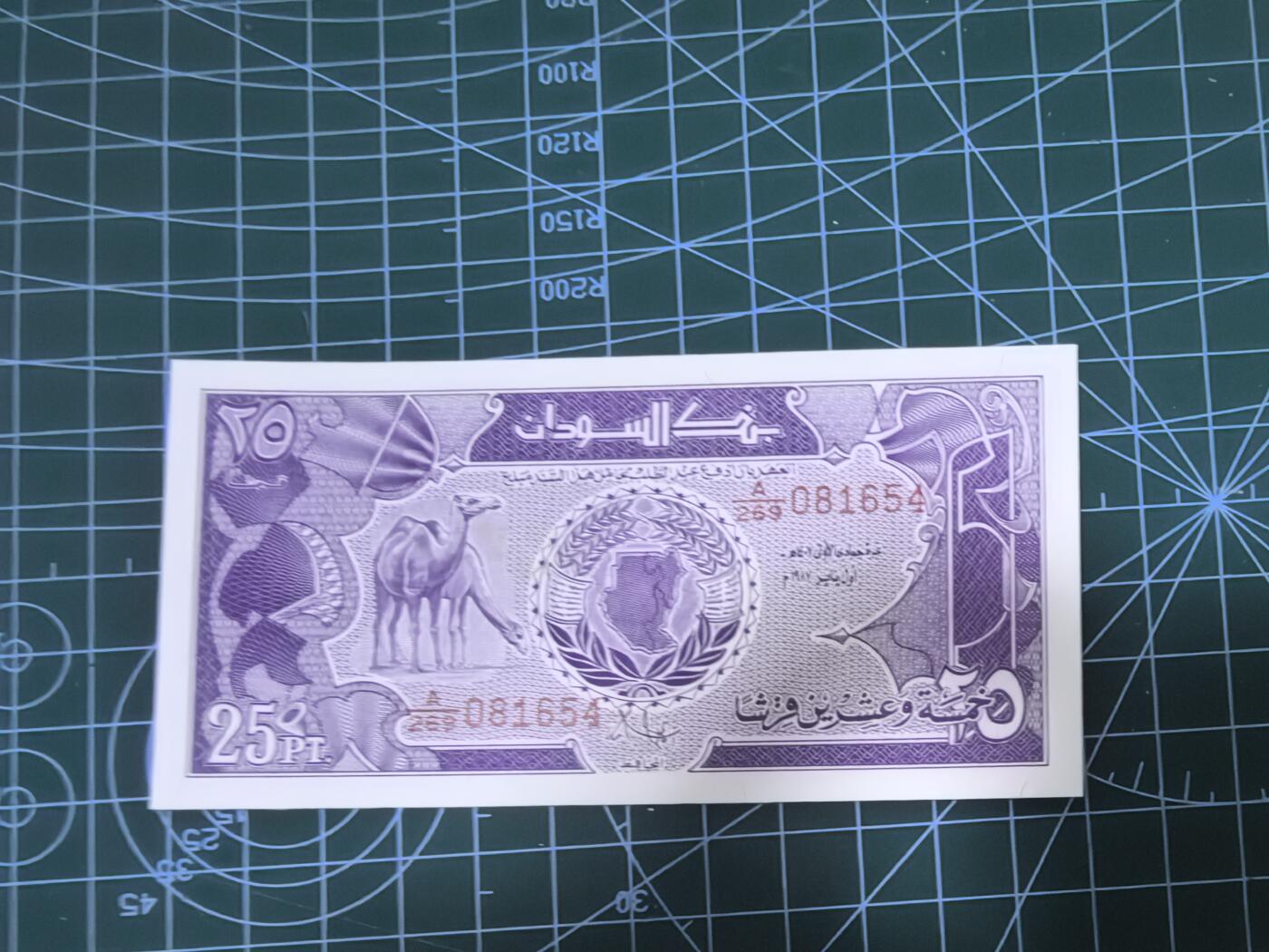 苏丹钱币 25皮阿斯特纸币 1987年 全新