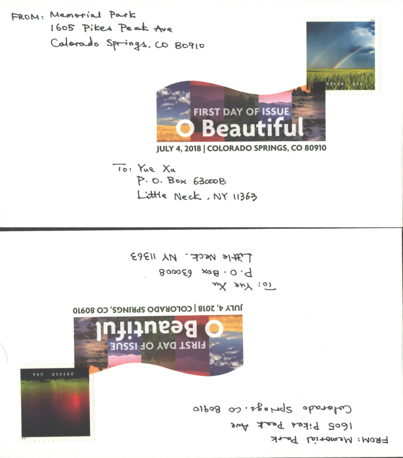 06月21日19:30海外、大陆、澳门、香港邮政精品首日实寄封拍卖专场 2018美国《美丽的美国》自然封首日实寄封