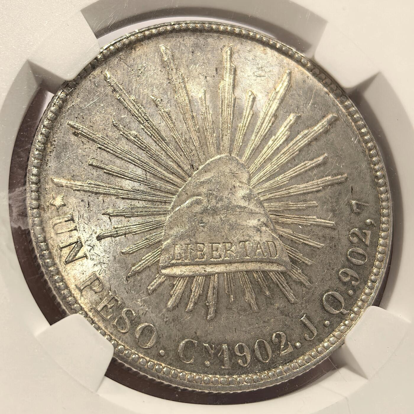 【麦稀奇收藏嘉年华】 博洋堂美国及美洲钱币专场拍卖②暨第127期（全场包邮） NGC MS65 墨西哥1902年CN JQ版直边鹰洋，直边中少见版别，更高仅有一枚65+和66，收藏一枚毕业