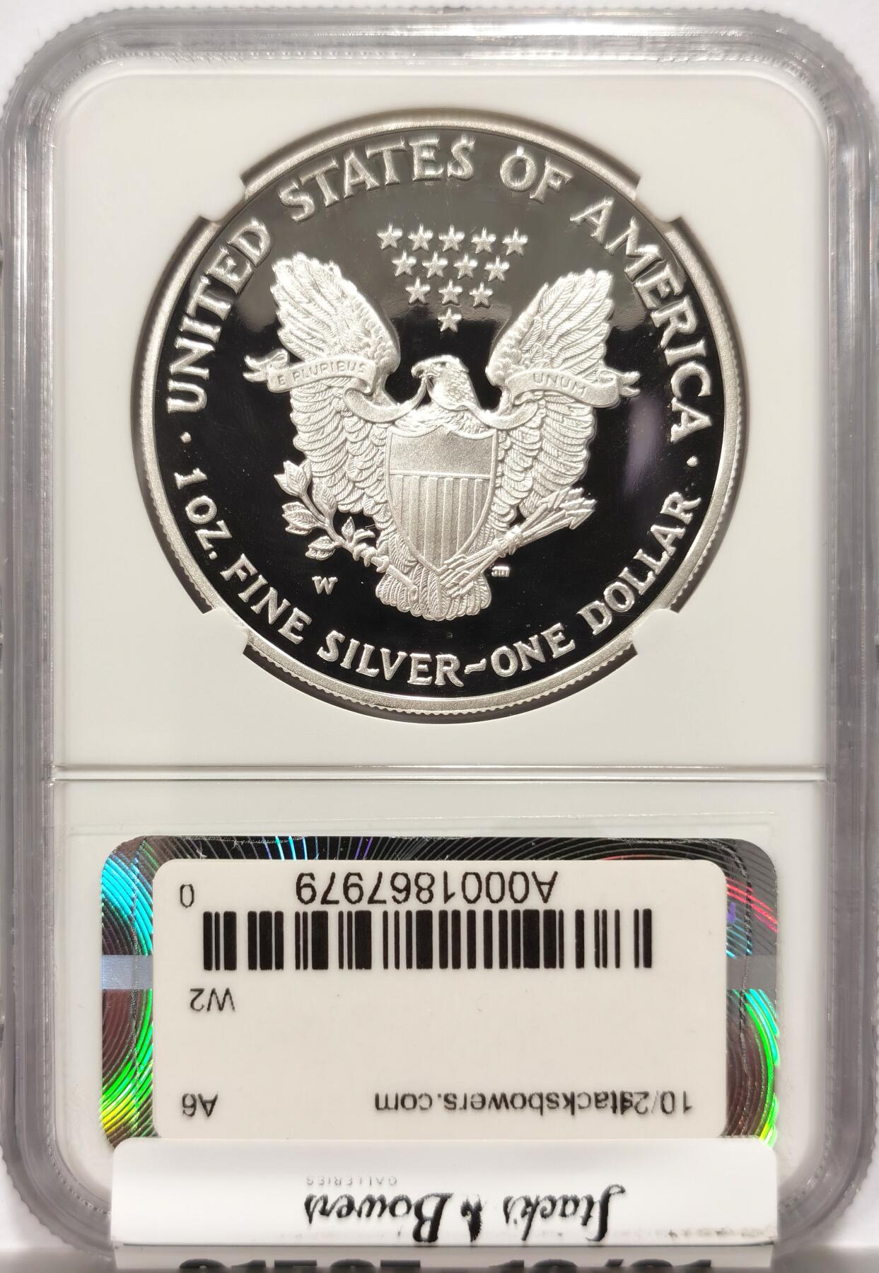 【麦稀奇收藏嘉年华】 博洋堂美国及美洲钱币专场拍卖②暨第127期（全场包邮） NGC PF70UC 美国2007年W版行走女神1美元鹰洋精制银币，罕见70分满分精制币，第38任美国铸币局局长签名特殊标签