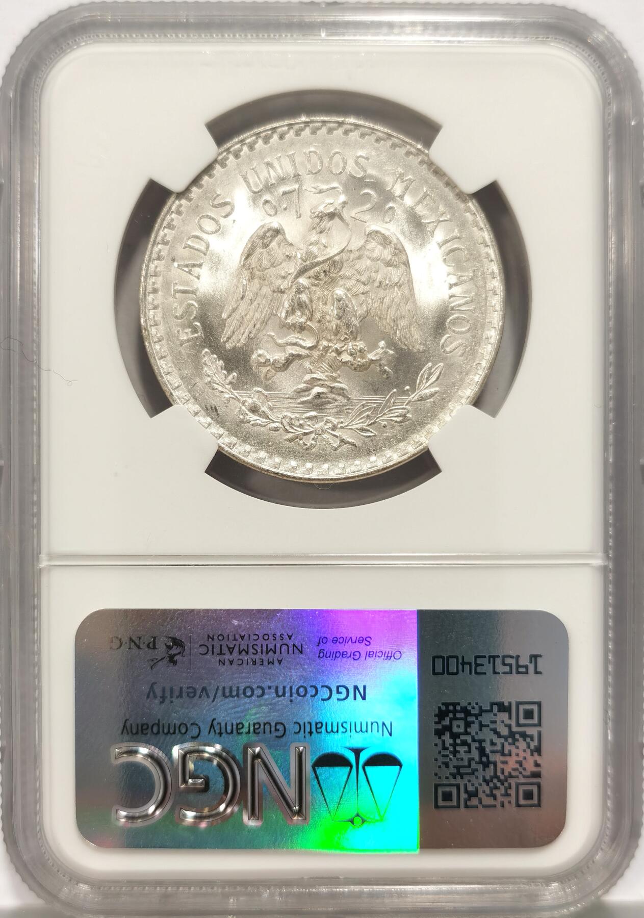 【麦稀奇收藏嘉年华】 博洋堂美国及美洲钱币专场拍卖②暨第127期（全场包邮） NGC MS67 墨西哥1944年1比索鹰洋银币，极致高分