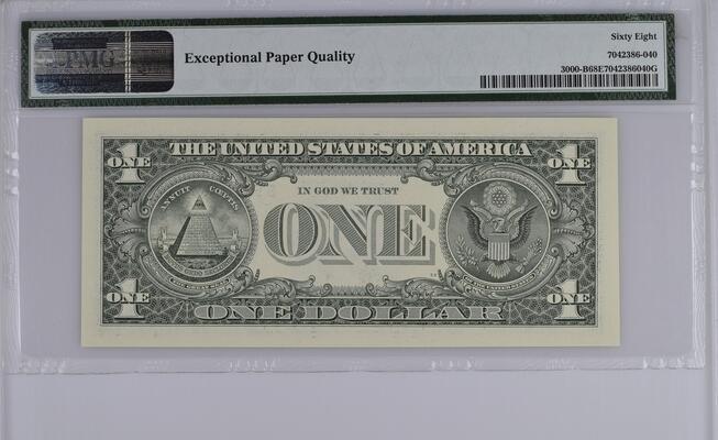 《艾美收藏》第201期-周日外币畅拍场 美国2009年1美元PMG68E亚军分520头豹子444尾 冠军69分仅1张